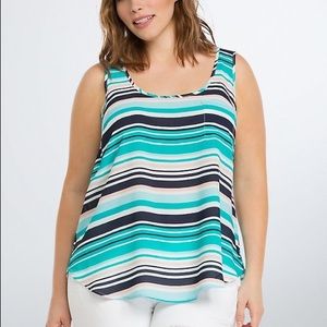 Torrid STRIPED GEORGETTE POCKET TANK TOP
